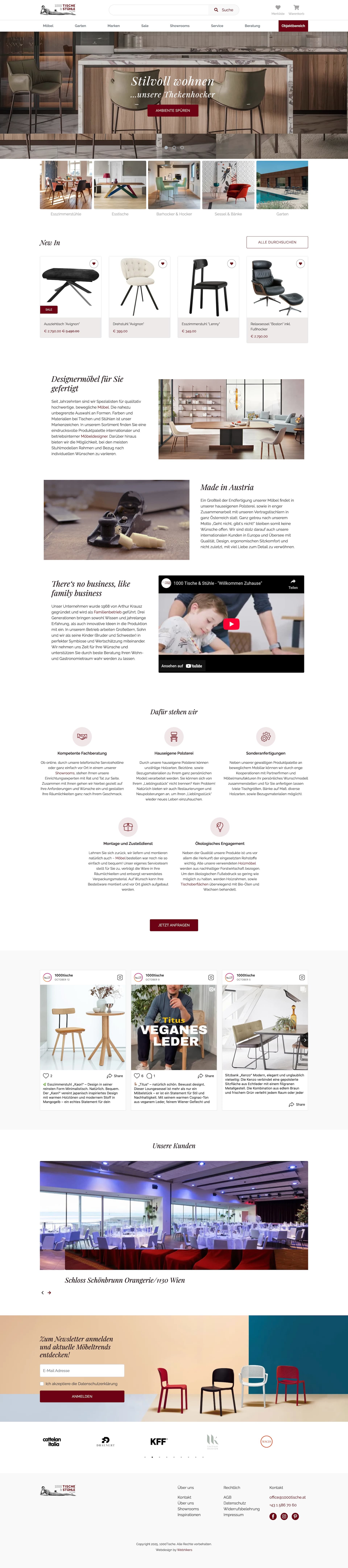Screenshot der Website von 1000 Tische & Stühle