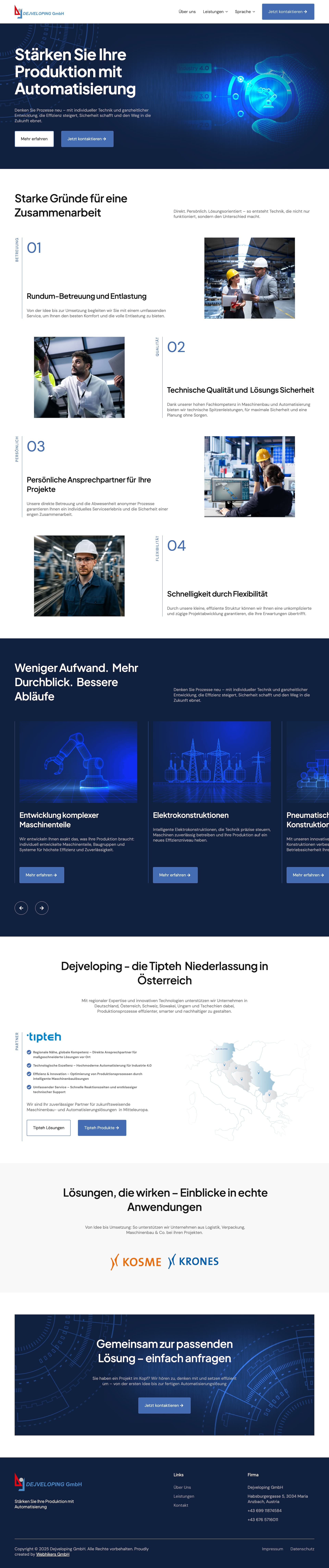 Screenshot der Website von Dejveloping
